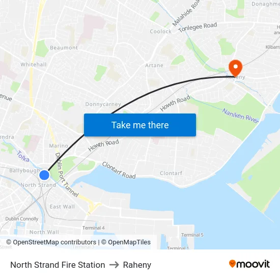 North Strand Fire Station to Raheny map