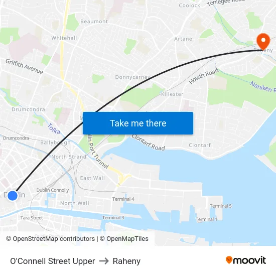 O'Connell Street Upper to Raheny map