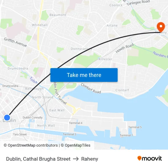 Dublin, Cathal Brugha Street to Raheny map
