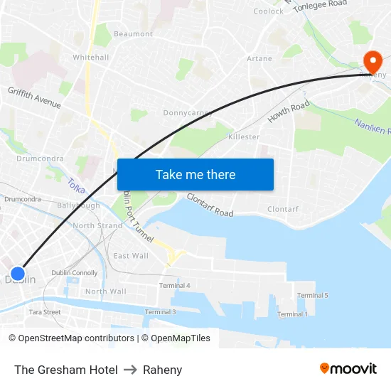 The Gresham Hotel to Raheny map