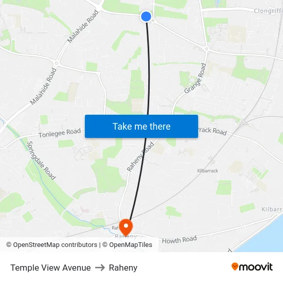 Temple View Avenue to Raheny map