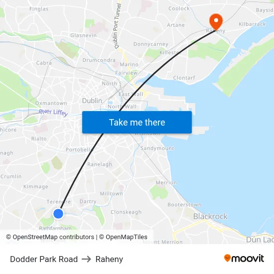 Dodder Park Road to Raheny map