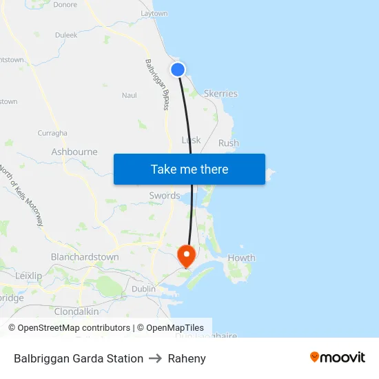Balbriggan Garda Station to Raheny map