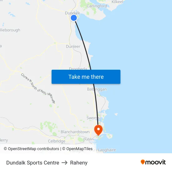 Dundalk Sports Centre to Raheny map