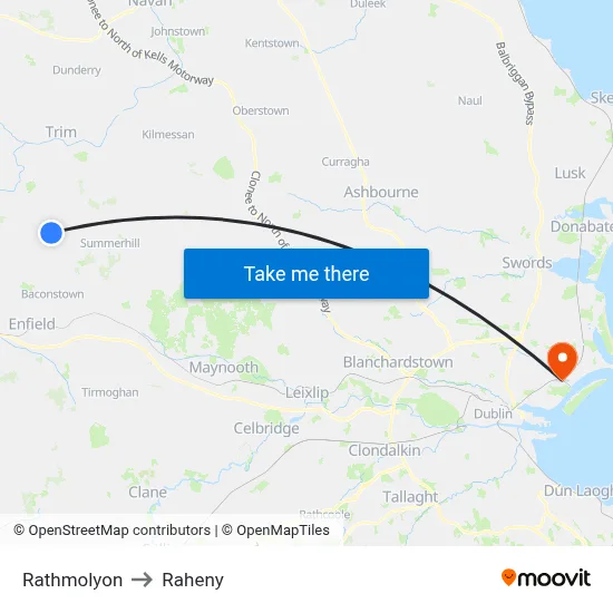 Rathmolyon to Raheny map