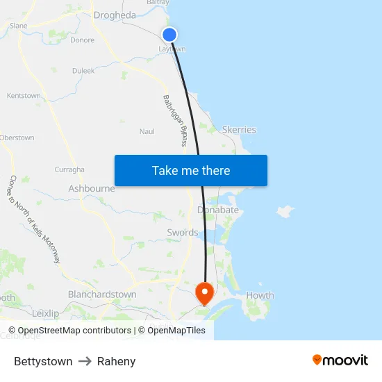 Bettystown to Raheny map