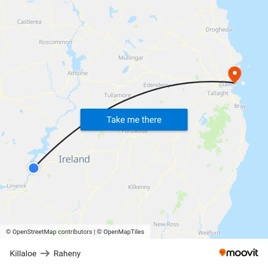 Killaloe to Raheny map
