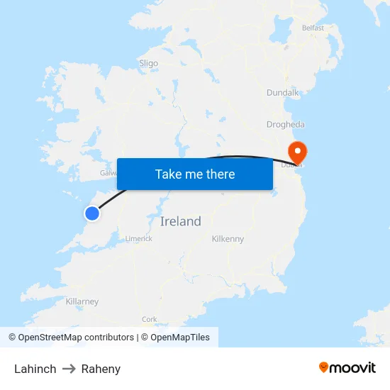Lahinch to Raheny map