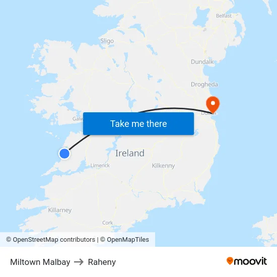 Miltown Malbay to Raheny map