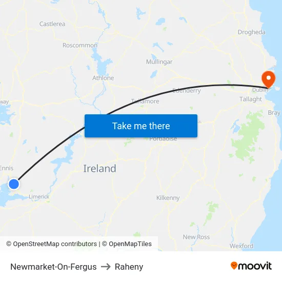 Newmarket-On-Fergus to Raheny map
