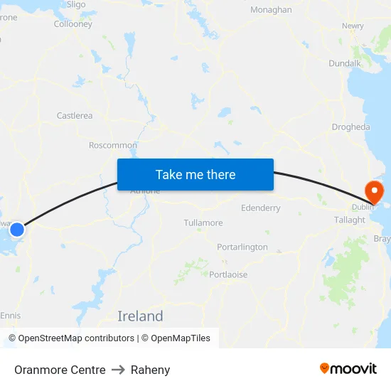 Oranmore Centre to Raheny map