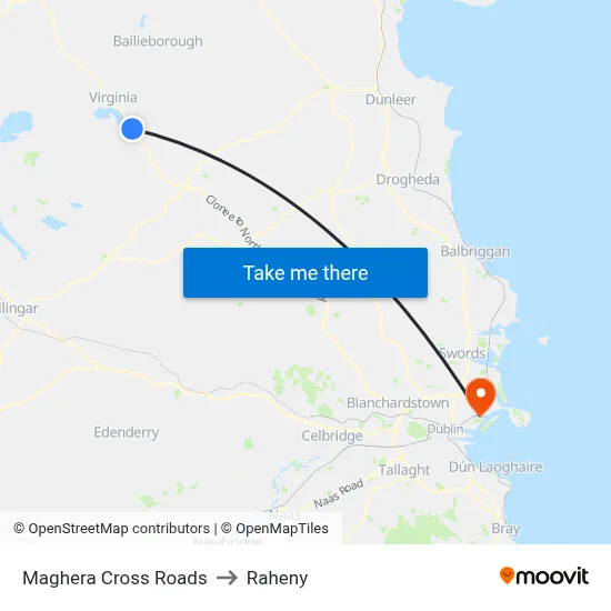 Maghera Cross Roads to Raheny map
