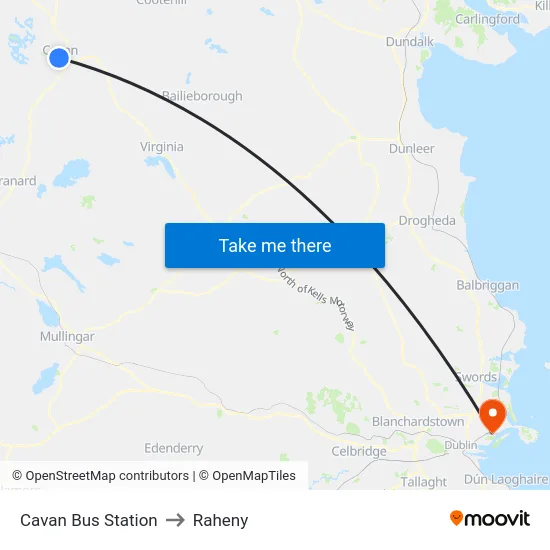 Cavan Bus Station to Raheny map