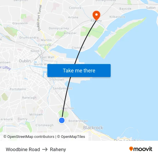 Woodbine Road to Raheny map