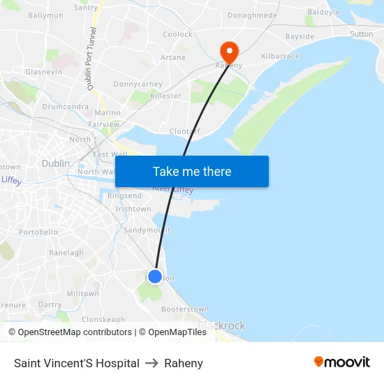 Saint Vincent'S Hospital to Raheny map