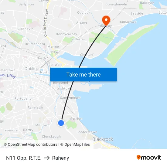 N11 Opp. R.T.E. to Raheny map