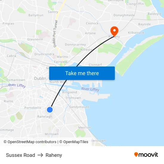 Sussex Road to Raheny map