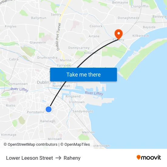 Lower Leeson Street to Raheny map