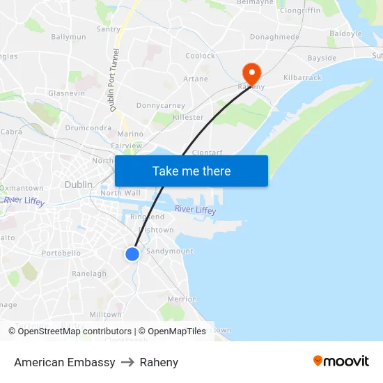 American Embassy to Raheny map