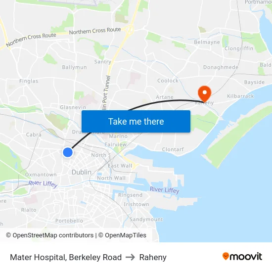 Mater Hospital, Berkeley Road to Raheny map
