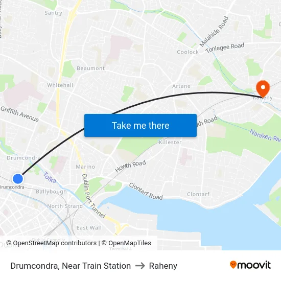 Drumcondra, Near Train Station to Raheny map