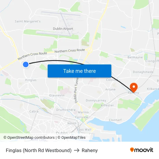 Finglas (North Rd Westbound) to Raheny map
