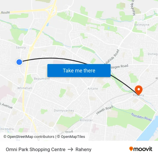 Omni Park Shopping Centre to Raheny map