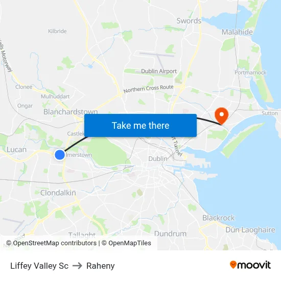 Liffey Valley Sc to Raheny map
