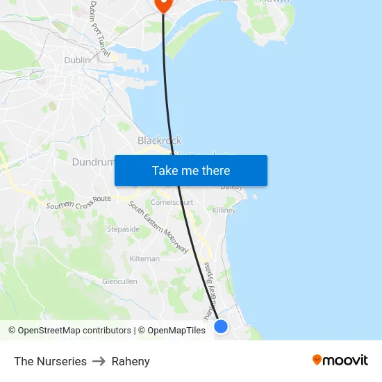 The Nurseries to Raheny map