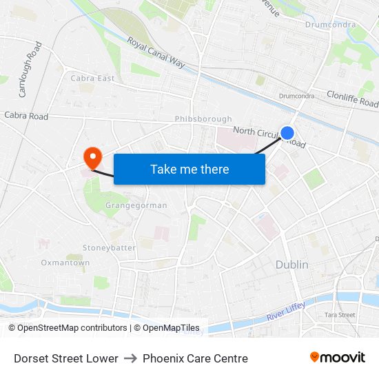 Dorset Street Lower to Phoenix Care Centre map
