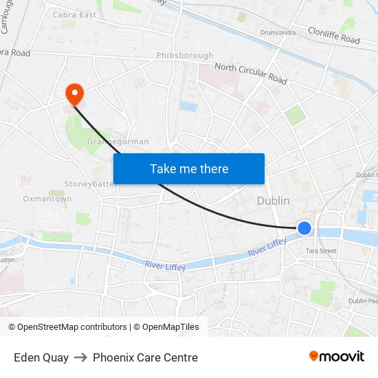 Eden Quay to Phoenix Care Centre map