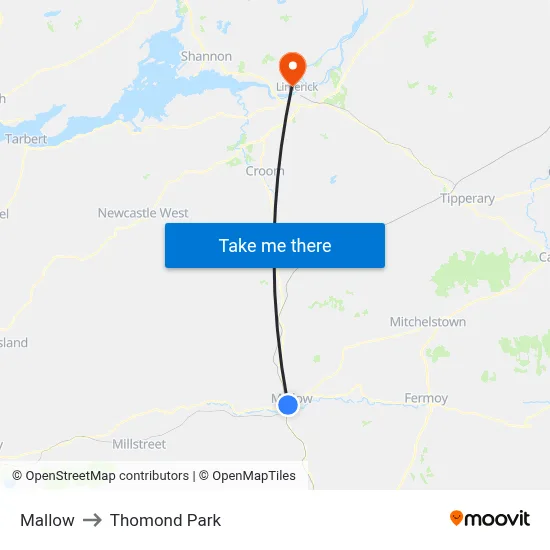 Mallow to Thomond Park map