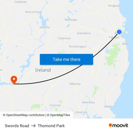 Swords Road to Thomond Park map