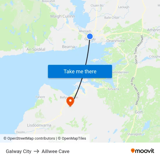 Galway City to Aillwee Cave map