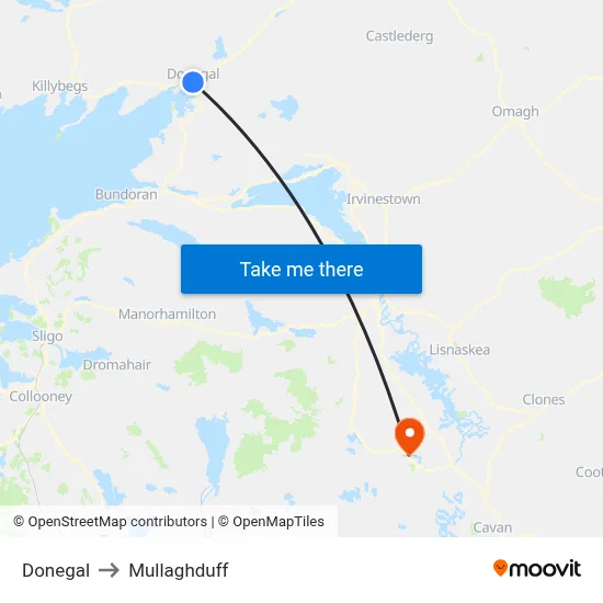 Donegal to Mullaghduff map