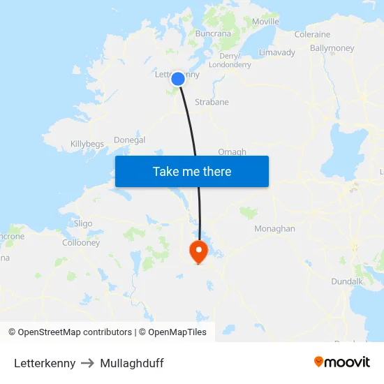 Letterkenny to Mullaghduff map