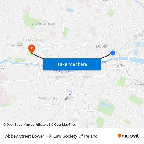 Abbey Street Lower to Law Society Of Ireland map