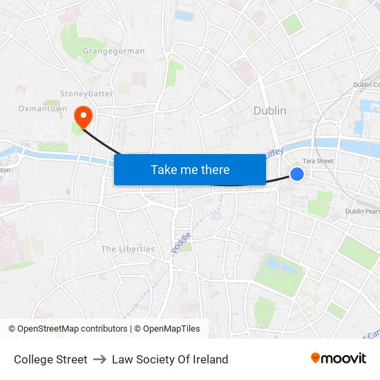 College Street to Law Society Of Ireland map