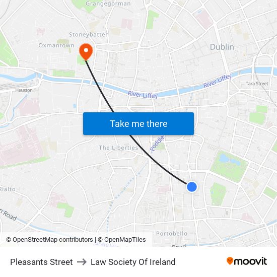 Pleasants Street to Law Society Of Ireland map