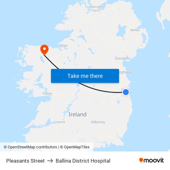 Pleasants Street to Ballina District Hospital map