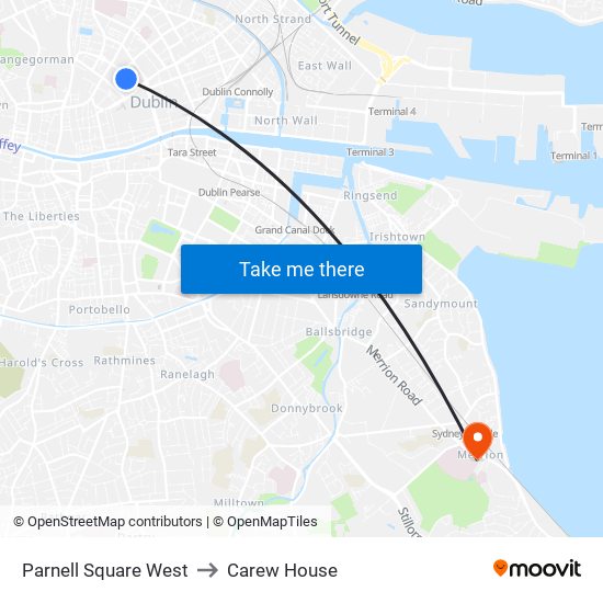 Parnell Square West to Carew House map