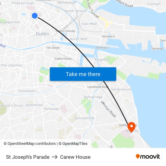 St Joseph's Parade to Carew House map