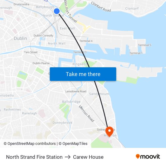 North Strand Fire Station to Carew House map