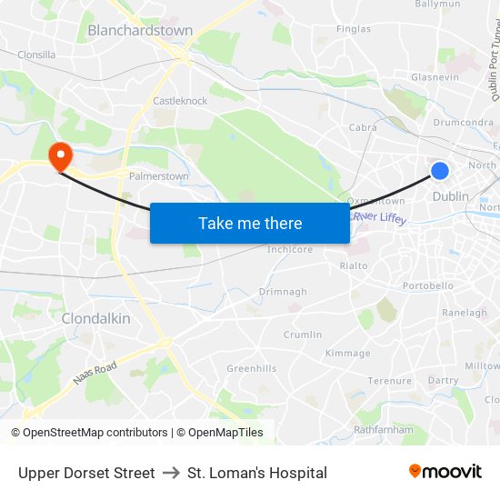 Upper Dorset Street to St. Loman's Hospital map