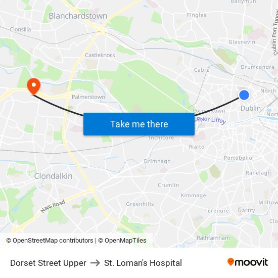 Dorset Street Upper to St. Loman's Hospital map