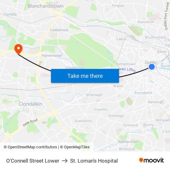 O'Connell Street Lower to St. Loman's Hospital map