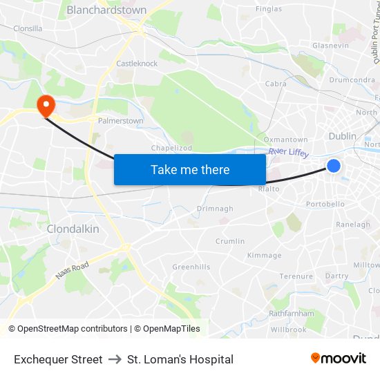 Exchequer Street to St. Loman's Hospital map
