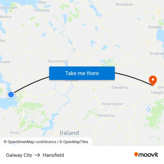 Galway City to Hansfield map