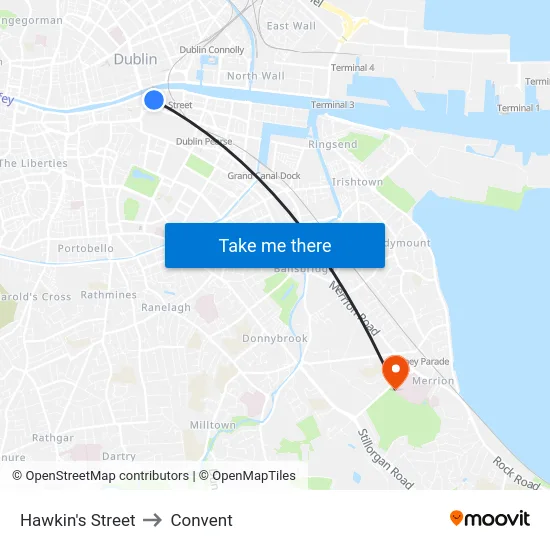 Hawkin's Street to Convent map