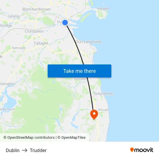 Dublin to Trudder map